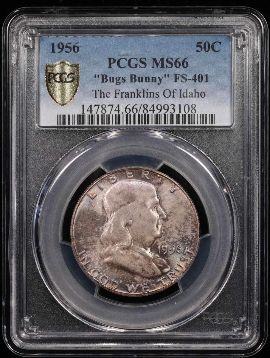 1956 Franklin Half Dollar Bugs Bunny FS-401 PCGS MS-66 Obverse in Holder