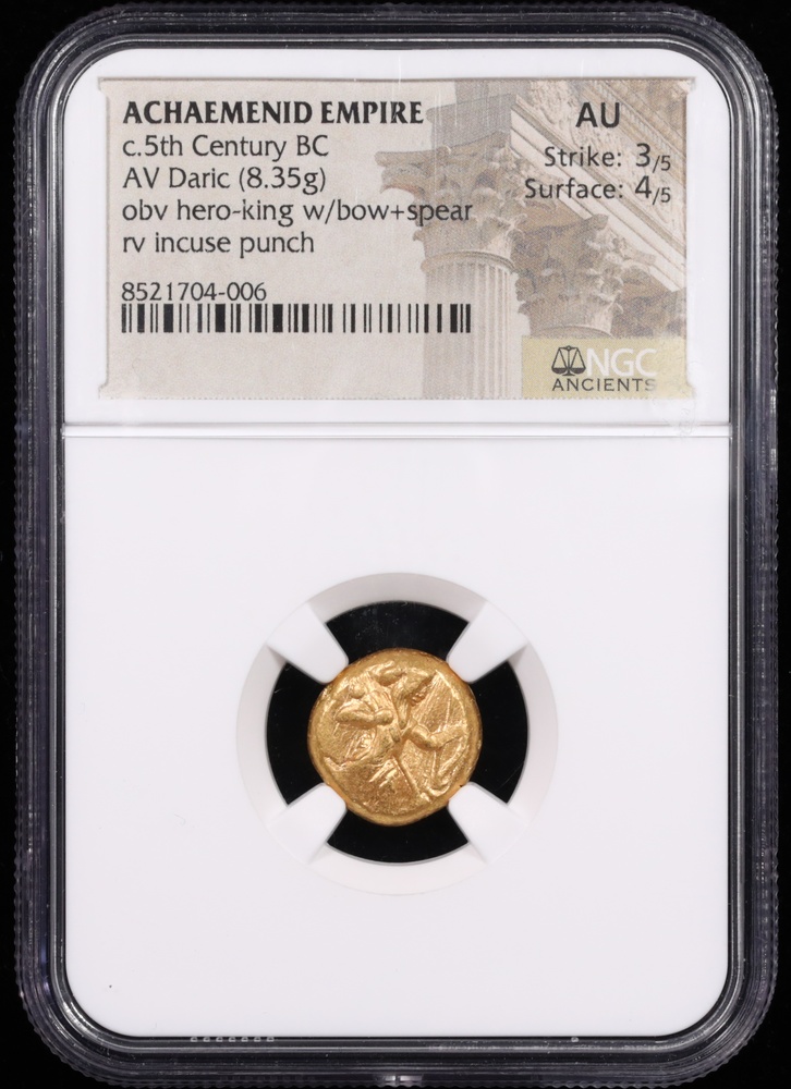 c. 5th Century BC Achaemenid Empire Gold Daric NGC AU Reverse in Holder c. 5th Century BC Achaemenid Empire Gold Daric NGC AU Reverse in Holder