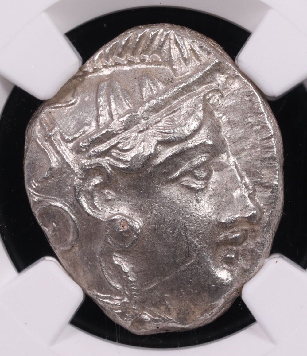 353-294 BC Attica, Athens Silver Owl Tetradrachm NGC Mint State 4x4