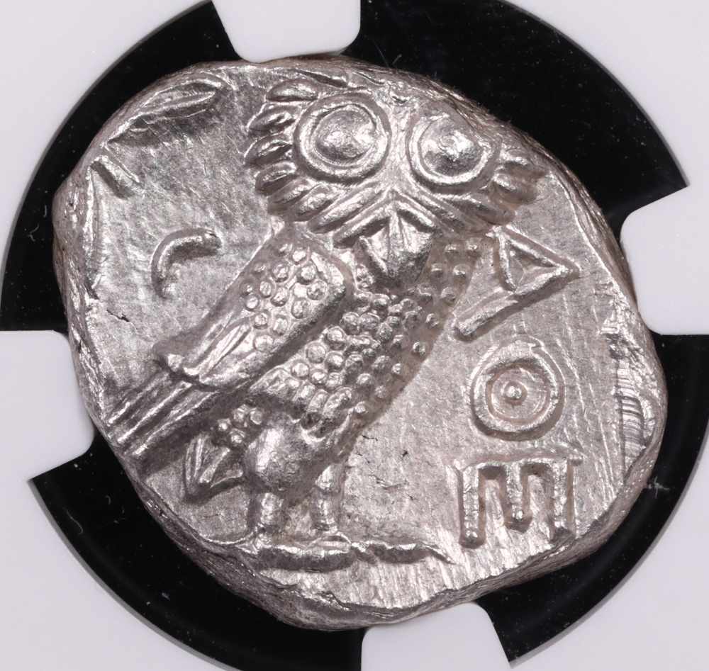 353-294 BC Attica, Athens Silver Owl Tetradrachm NGC Mint State 4x4