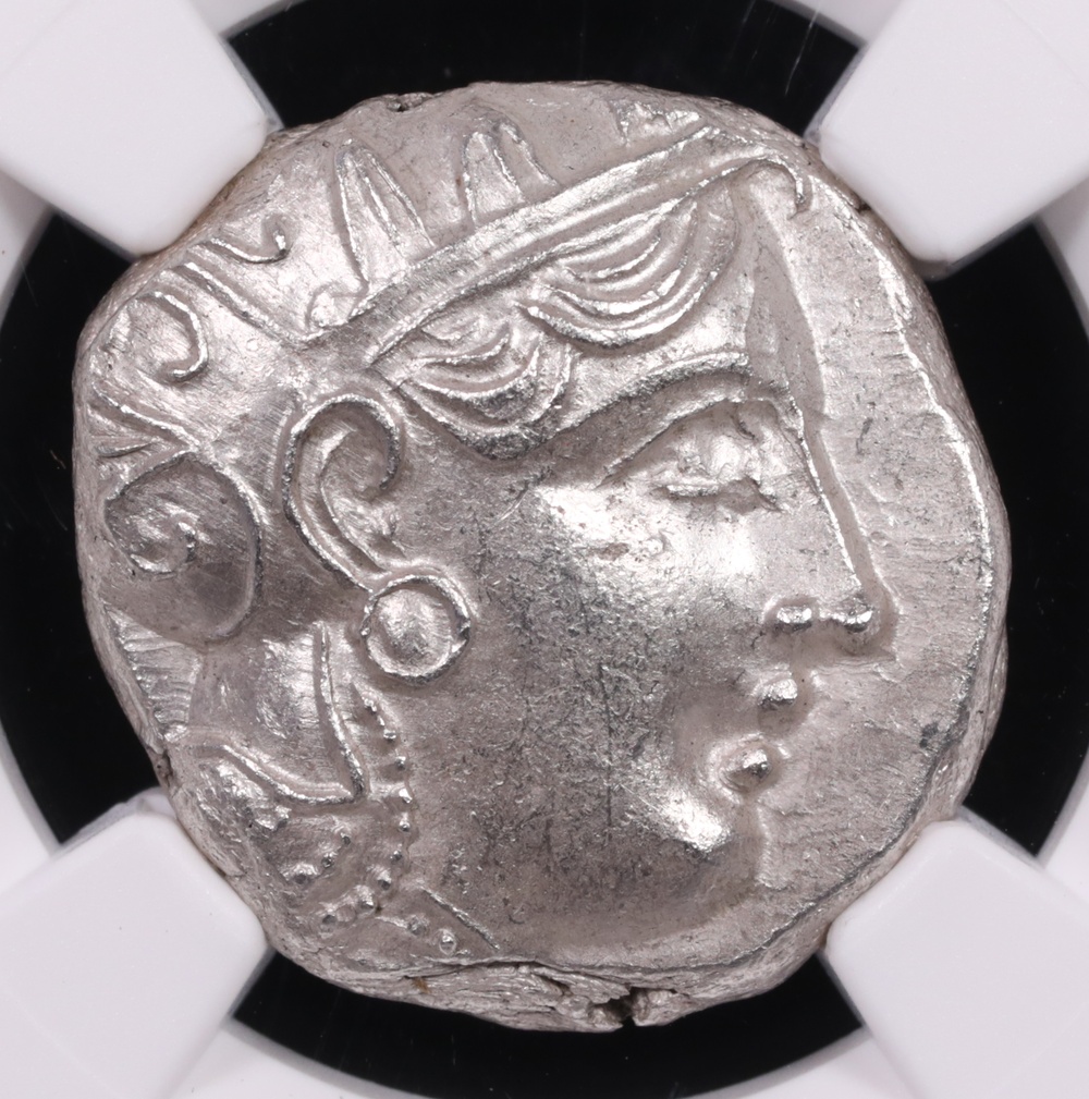 353-294 BC Attica, Athens Silver Owl Tetradrachm NGC Mint State 4x4