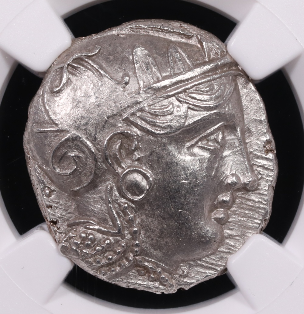 353-294 BC Attica, Athens Silver Owl Tetradrachm NGC Mint State 4x4