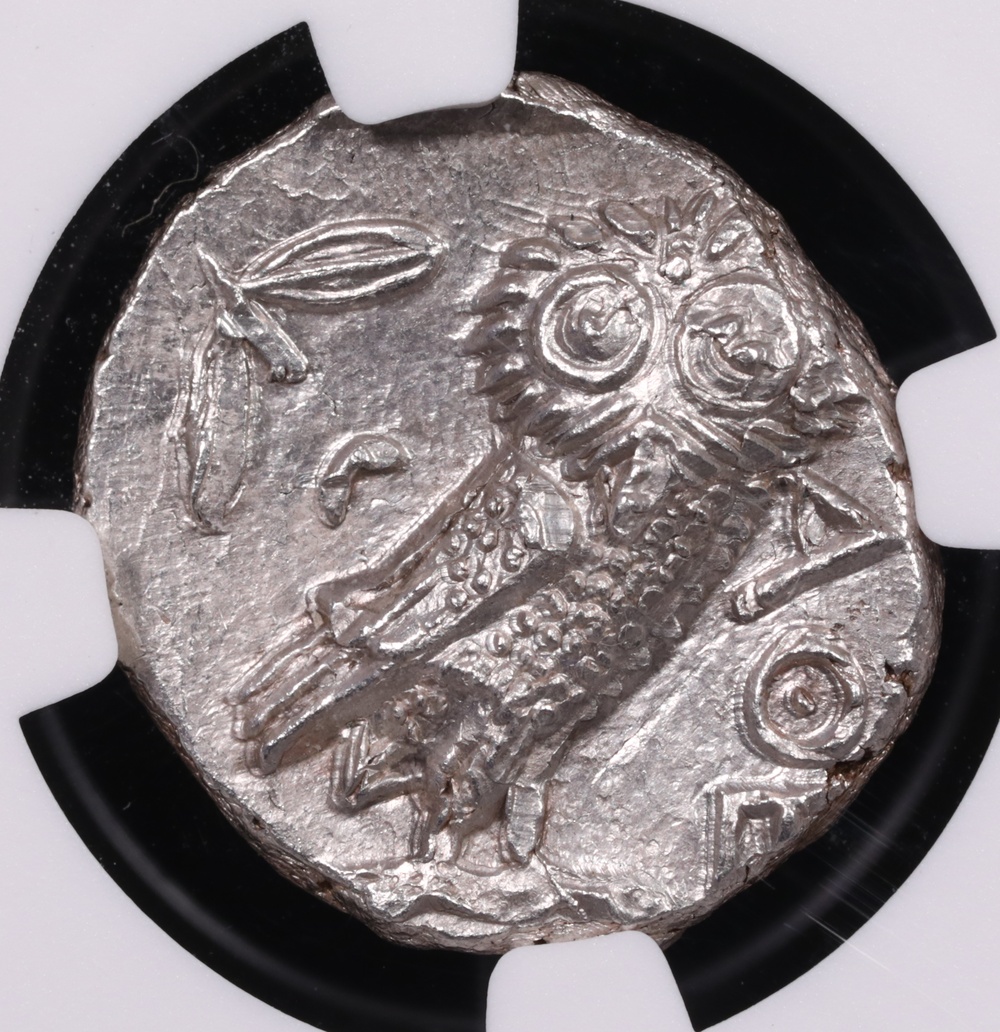 353-294 BC Attica, Athens Silver Owl Tetradrachm NGC Mint State 4x4