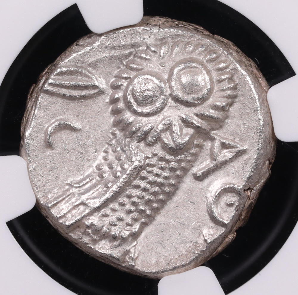 353-294 BC Attica, Athens Silver Owl Tetradrachm NGC Mint State 4x4