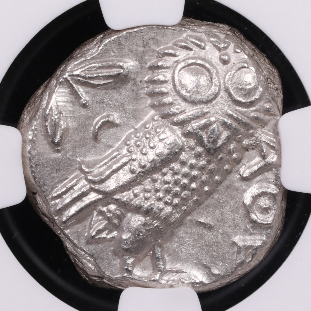 353-294 BC Attica, Athens Silver Owl Tetradrachm NGC Mint State 4x4