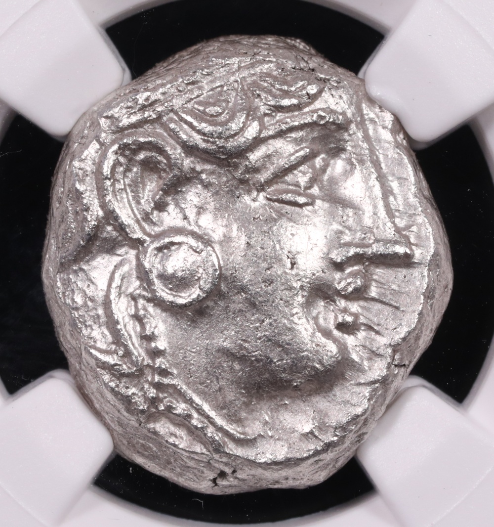 353-294 BC Attica, Athens Silver Owl Tetradrachm NGC Choice About Uncirculated 4x4