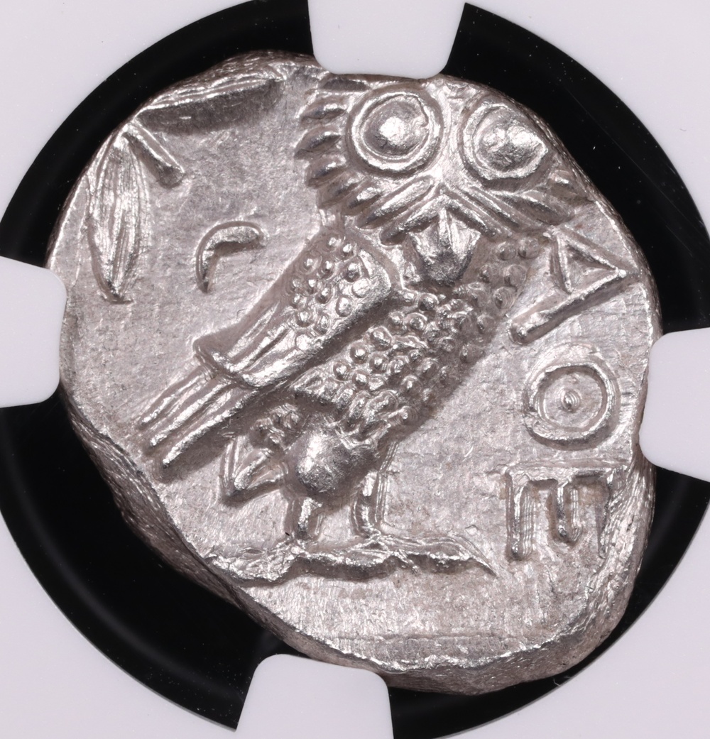 353-294 BC Attica, Athens Silver Owl Tetradrachm NGC Choice About Uncirculated 4x4