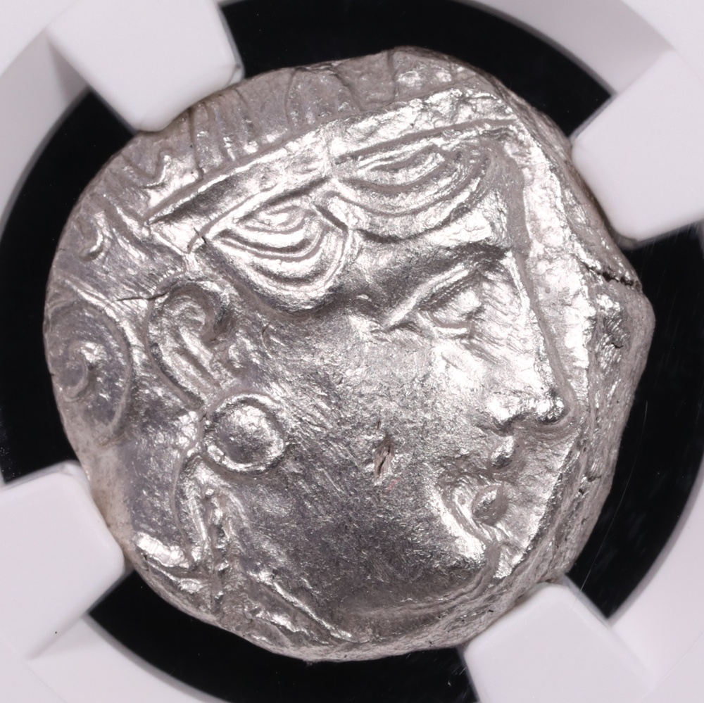 353-294 BC Attica, Athens Silver Owl Tetradrachm NGC Choice About Uncirculated 4x4