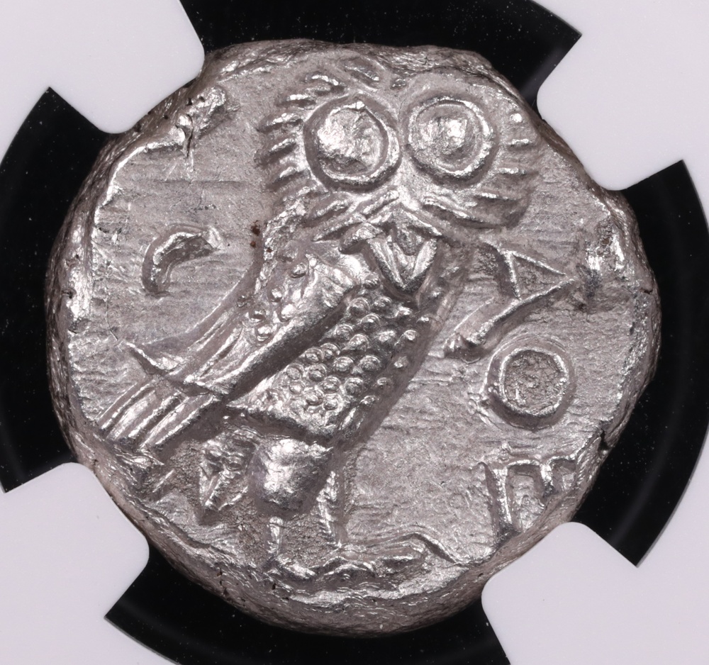 353-294 BC Attica, Athens Silver Owl Tetradrachm NGC Choice About Uncirculated 4x4