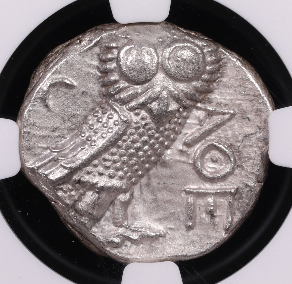 353-294 BC Attica, Athens Silver Owl Tetradrachm NGC Choice About Uncirculated 4x4
