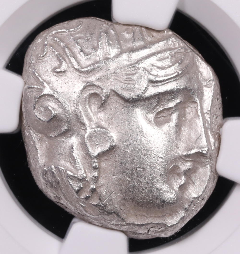 353-294 BC Attica, Athens Silver Owl Tetradrachm NGC Choice About Uncirculated 4x4