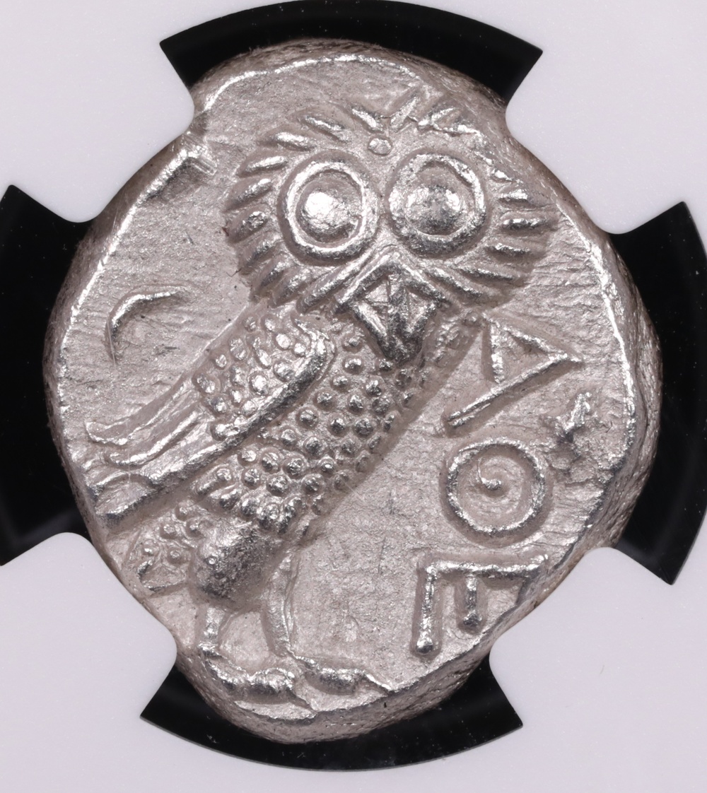 353-294 BC Attica, Athens Silver Owl Tetradrachm NGC Choice About Uncirculated 4x4