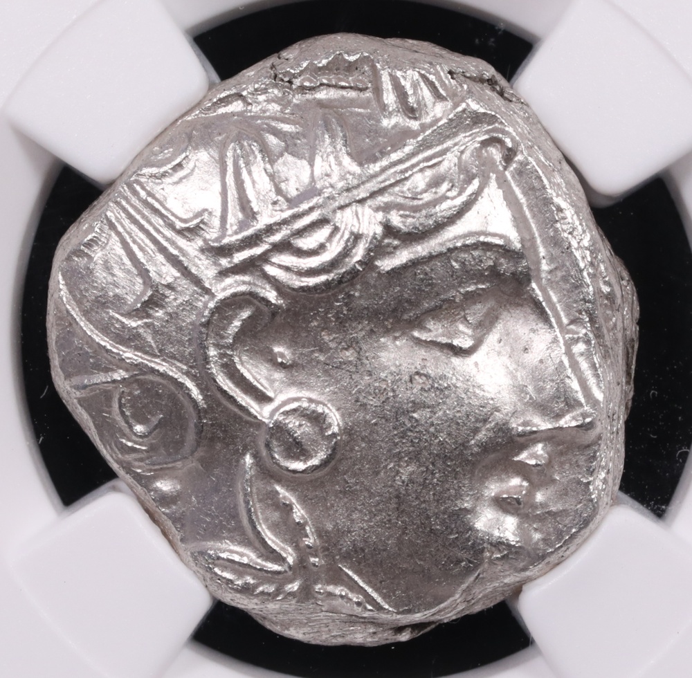 353-294 BC Attica, Athens Silver Owl Tetradrachm NGC Mint State 4x4