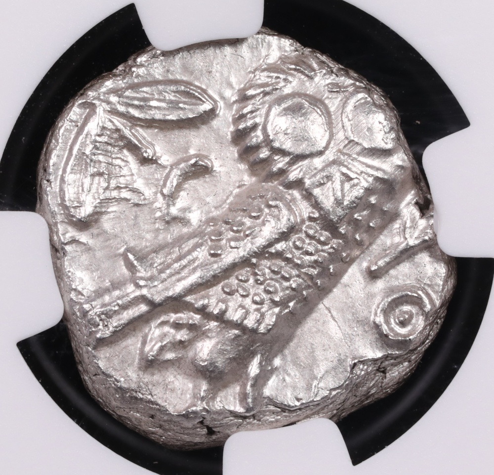 353-294 BC Attica, Athens Silver Owl Tetradrachm NGC Mint State 4x4