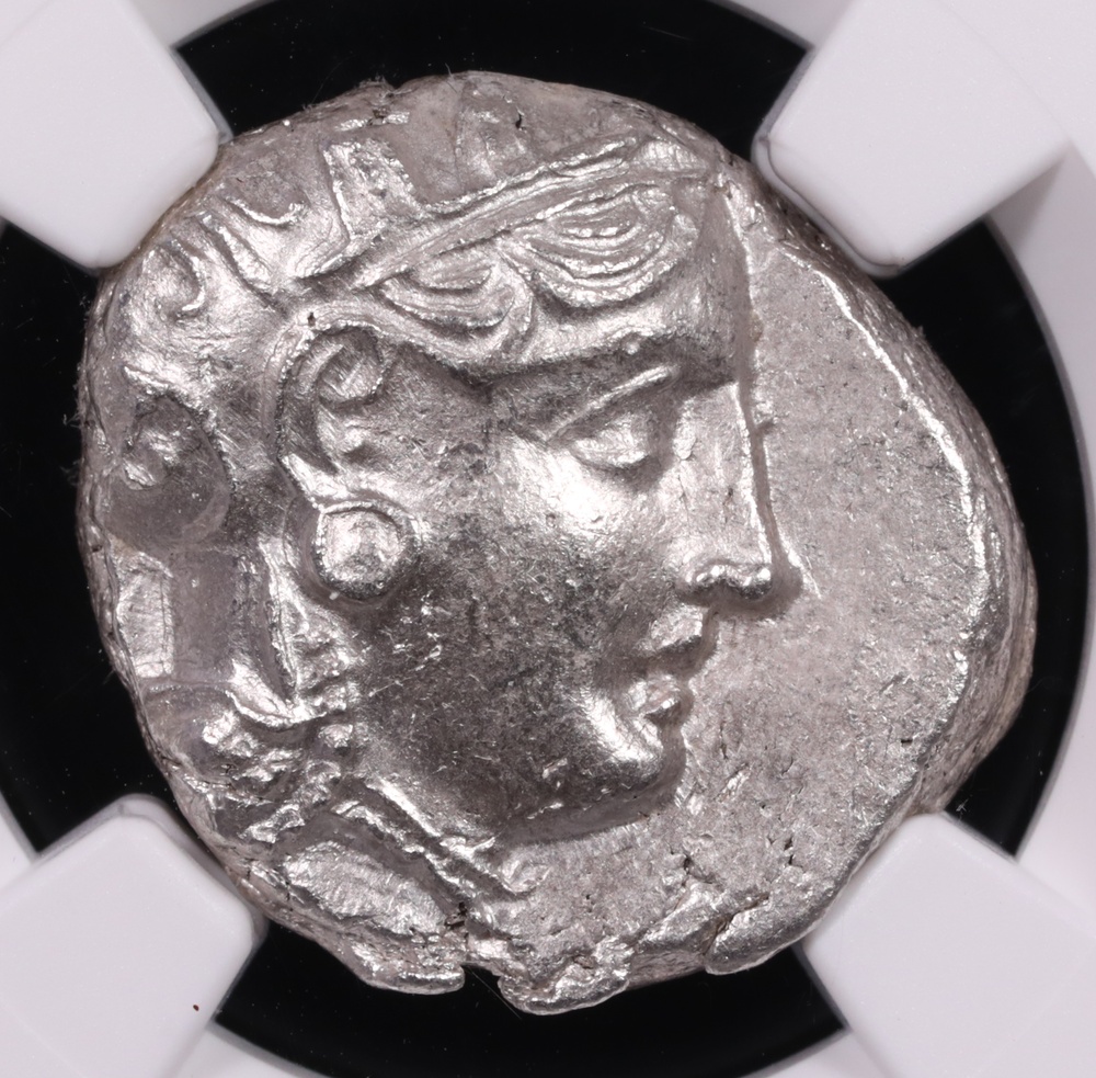 353-294 BC Attica, Athens Silver Owl Tetradrachm NGC Choice About Uncirculated 4x4 Obverse 353-294 BC Attica, Athens Silver Owl Tetradrachm NGC Choice About Uncirculated 4x4 Obverse