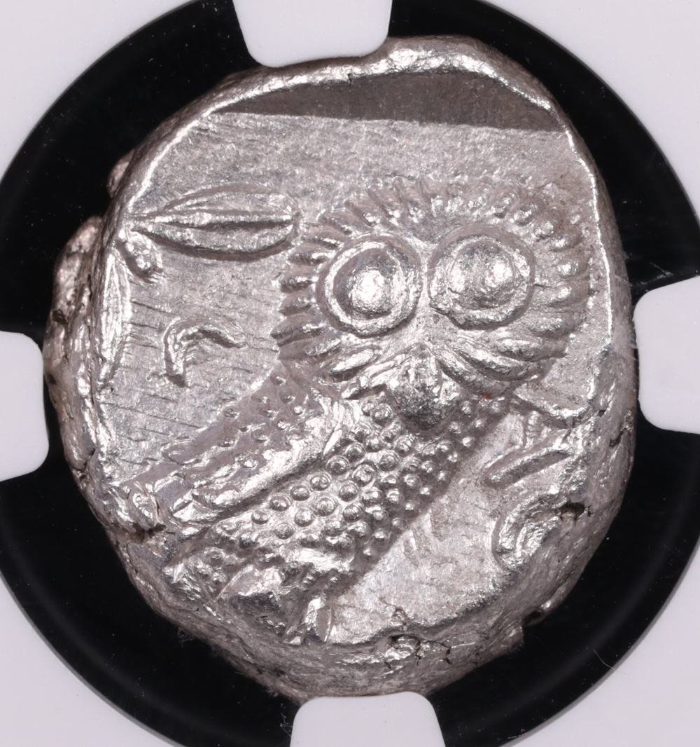 353-294 BC Attica, Athens Silver Owl Tetradrachm NGC Choice About Uncirculated 4x4 Reverse 353-294 BC Attica, Athens Silver Owl Tetradrachm NGC Choice About Uncirculated 4x4 Reverse
