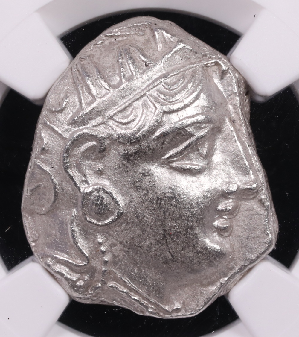 353-294 BC Attica, Athens Silver Owl Tetradrachm NGC Choice About Uncirculated 4x4