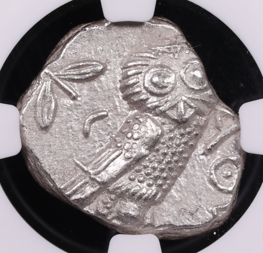 353-294 BC Attica, Athens Silver Owl Tetradrachm NGC Choice About Uncirculated 4x4