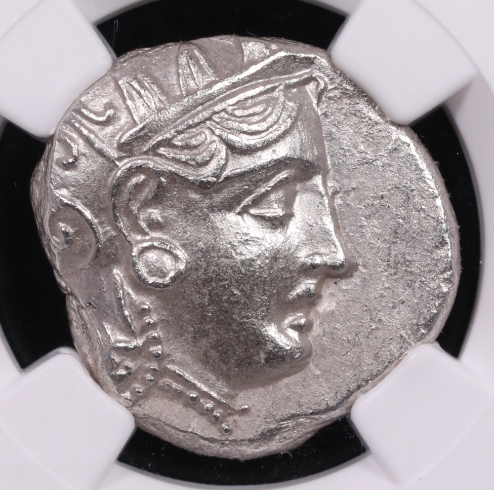 353-294 BC Attica, Athens Silver Owl Tetradrachm NGC Choice About Uncirculated 4x4