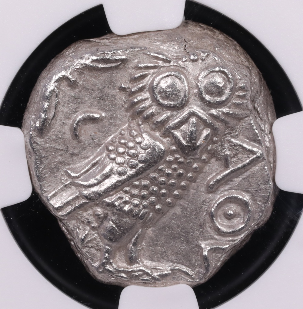 353-294 BC Attica, Athens Silver Owl Tetradrachm NGC Choice About Uncirculated 4x4