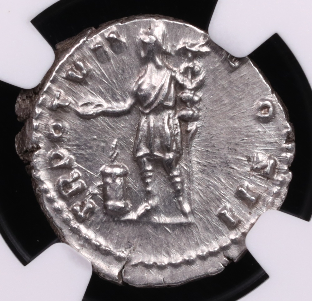 161-180 AD Marcus Aurelius Silver Denarius NGC Choice About Uncirculated