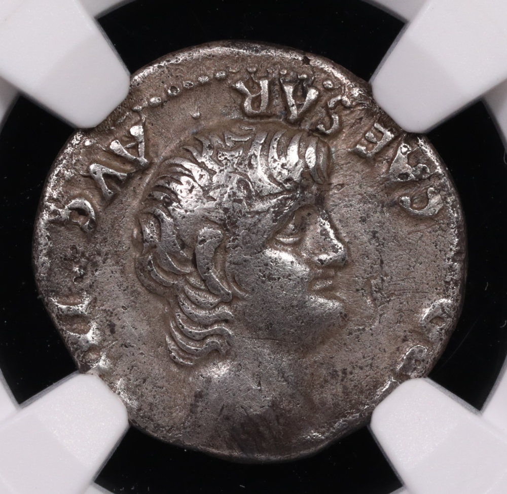 54-68 AD Roman Empire Nero Silver Denarius NGC Very Fine 3x2 Obverse 54-68 AD Roman Empire Nero Silver Denarius NGC Very Fine 3x2 Obverse
