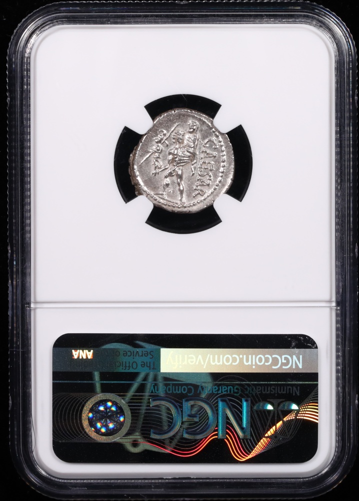 48-46 BC Roman Imperatorial Julius Caesar Silver Denarius Reverse in Holder 48-46 BC Roman Imperatorial Julius Caesar Silver Denarius Reverse in Holder