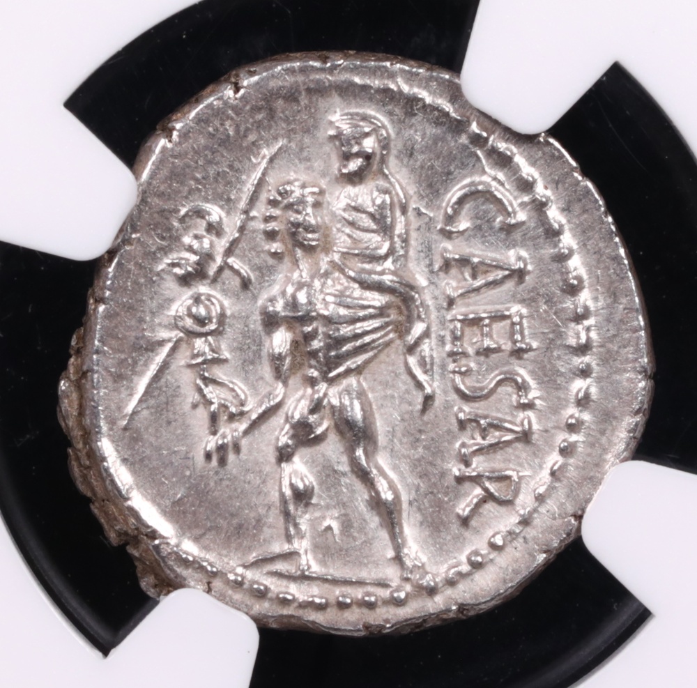 48-46 BC Roman Imperatorial Julius Caesar Silver Denarius Reverse 48-46 BC Roman Imperatorial Julius Caesar Silver Denarius Reverse