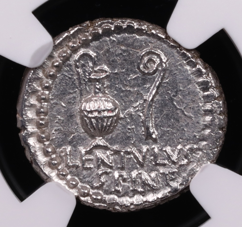 42 BC Cassius Silver Denarius NGC Mint State 5x4