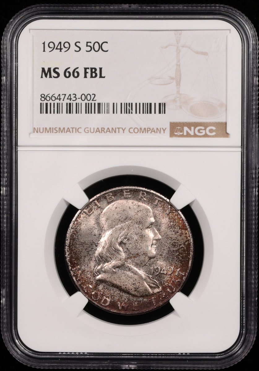 1949-S Franklin Half Dollar NGC MS-66 FBL Obverse in Holder