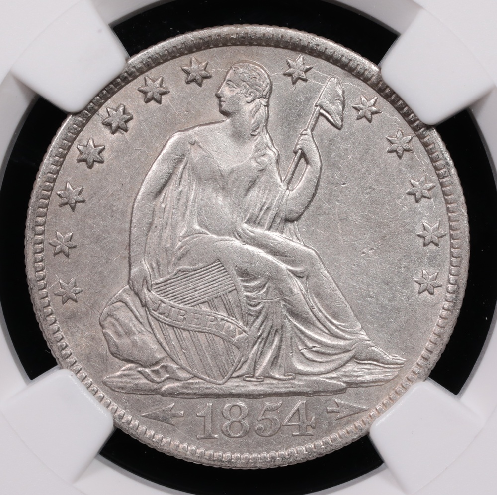 1854-O Seated Liberty Half Dollar SS Republic NGC Shipwreck Effect Obverse 1854-O Seated Liberty Half Dollar SS Republic NGC Shipwreck Effect Obverse