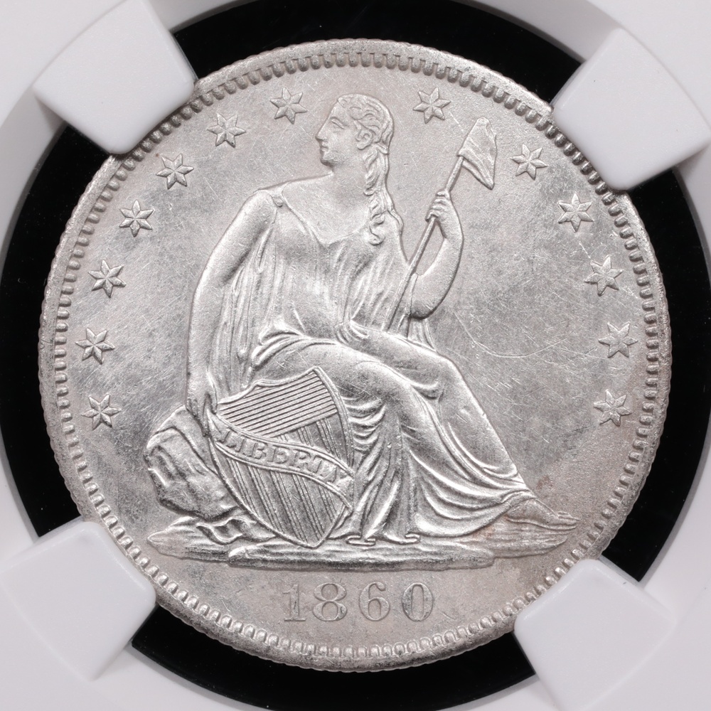 1860-O Seated Liberty Half Dollar SS Republic Shipwreck Effect NGC Obverse 1860-O Seated Liberty Half Dollar SS Republic Shipwreck Effect NGC Obverse