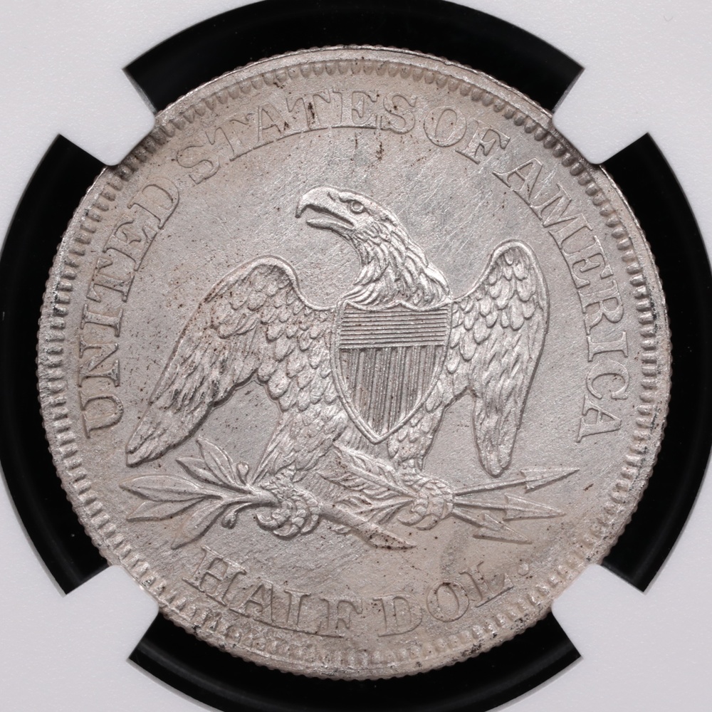 1861 Seated Liberty Half Dollar NGC SS Republic Shipwreck Effect Reverse 1861 Seated Liberty Half Dollar NGC SS Republic Shipwreck Effect Reverse