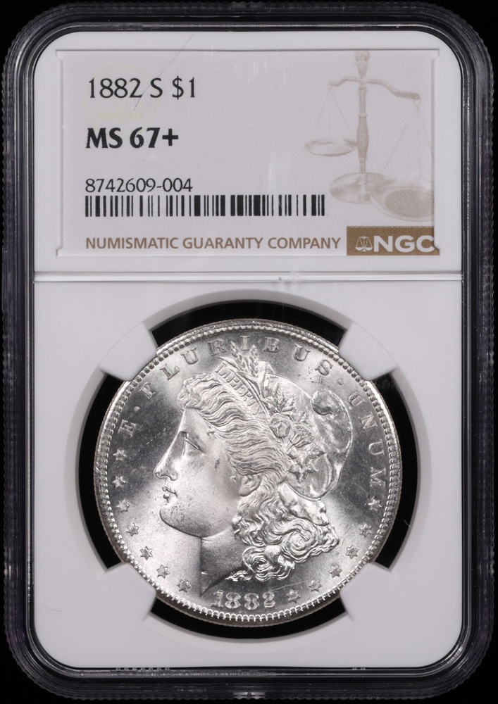 1882-S Morgan Silver Dollar NGC MS-67+ Obverse in Holder 1882-S Morgan Silver Dollar NGC MS-67+ Obverse in Holder