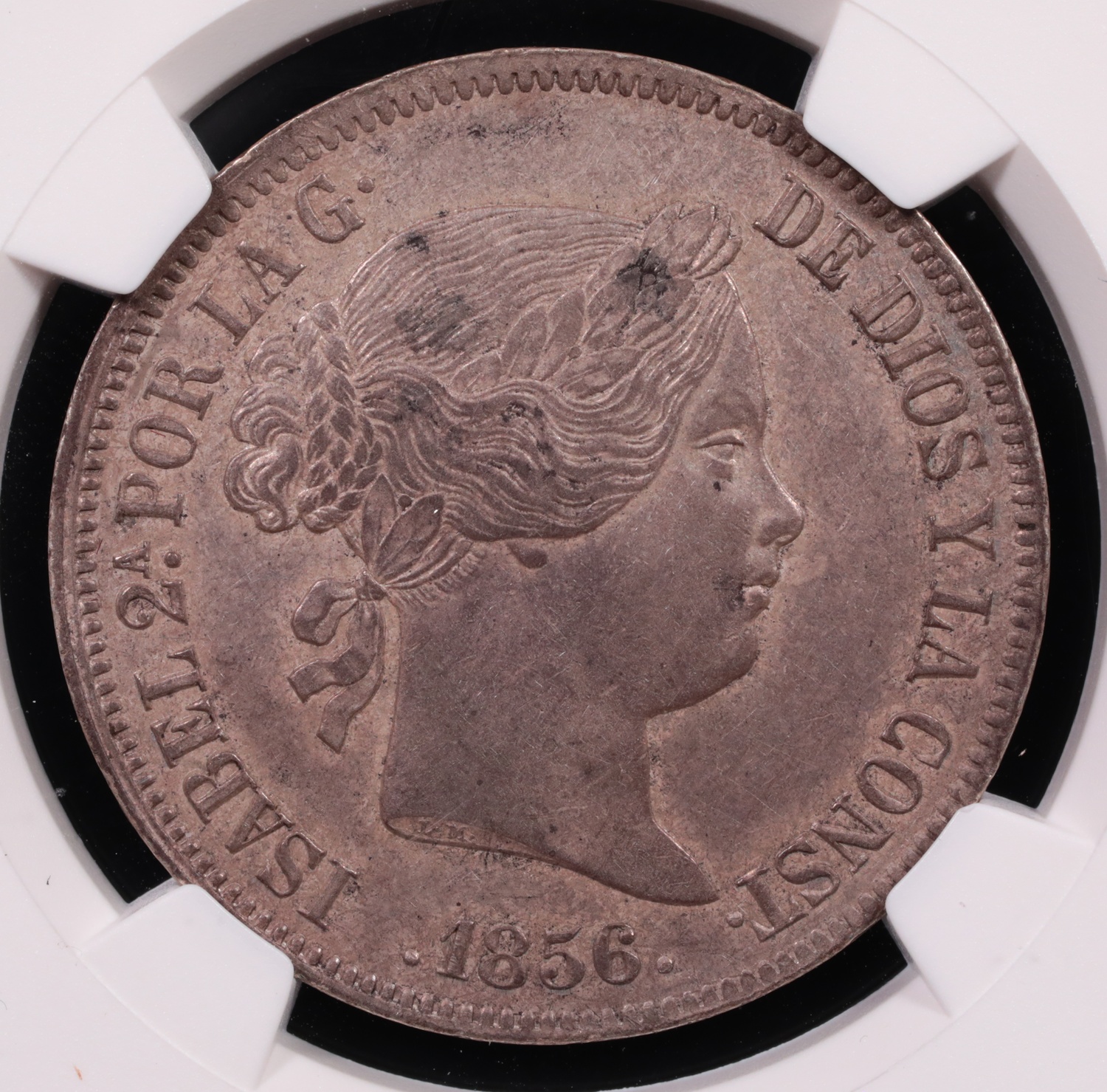 1856 Madrid, Spain 20 Reale NGC AU-55 Obverse 1856 Madrid, Spain 20 Reale NGC AU-55 Obverse