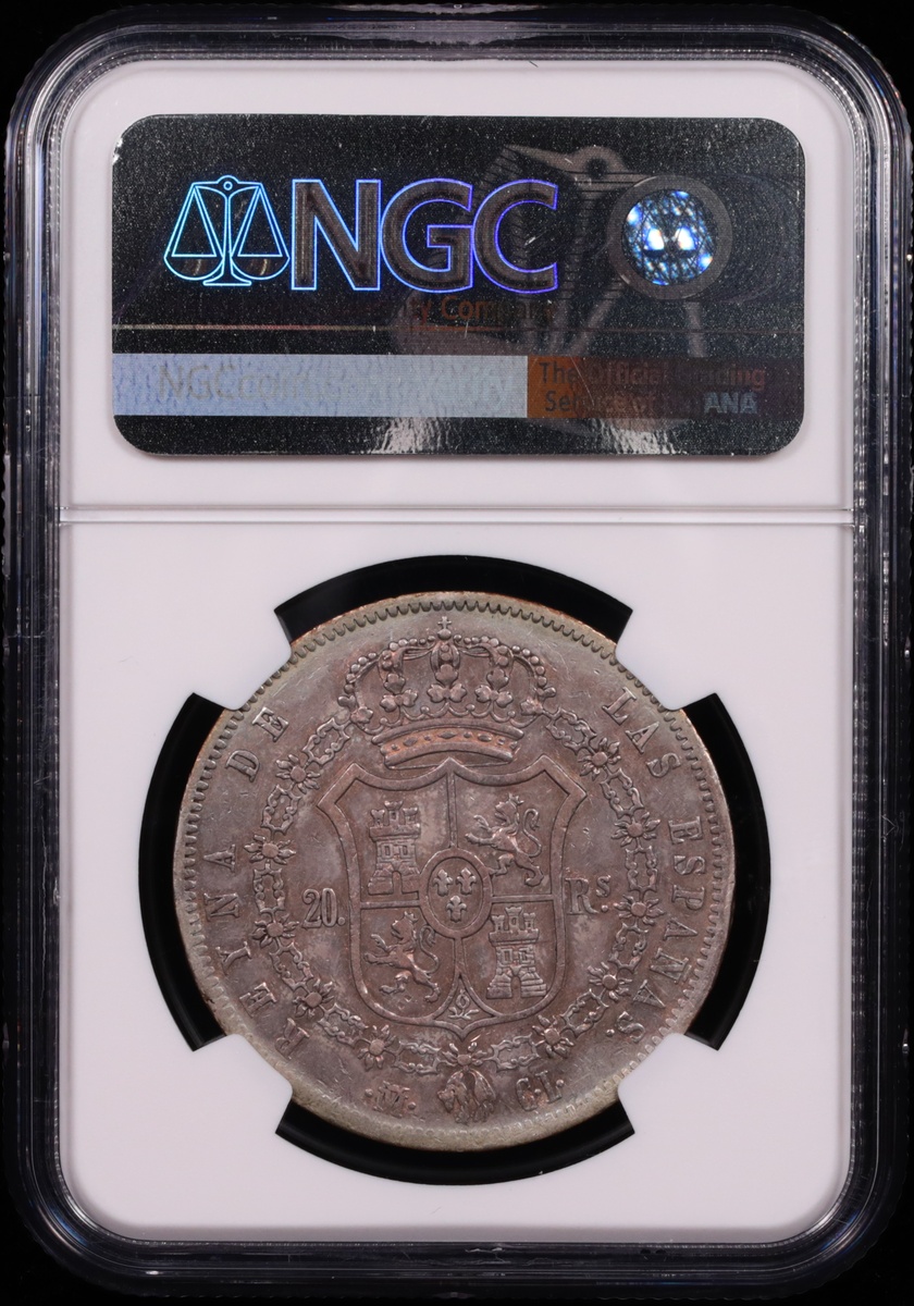 1849 Madrid, Spain 20 Reale de Vellon NGC XF-40 Reverse in Holder 1849 Madrid, Spain 20 Reale de Vellon NGC XF-40 Reverse in Holder