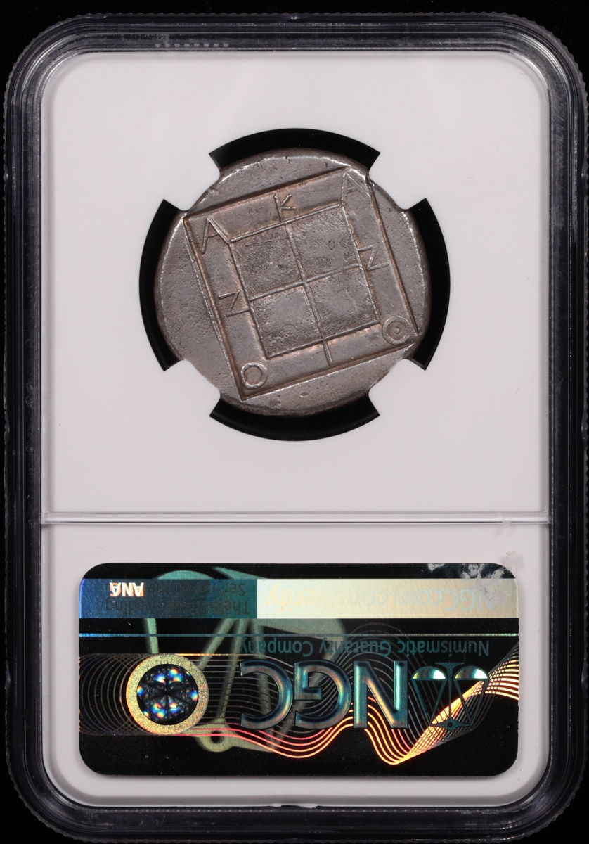 470-430 BC Macedon, Acanthus Silver Lion and Bull Tetradrachm NGC Choice About Uncirculated 5x3 Reverse in Holder 470-430 BC Macedon, Acanthus Silver Lion and Bull Tetradrachm NGC Choice About Uncirculated 5x3 Reverse in Holder