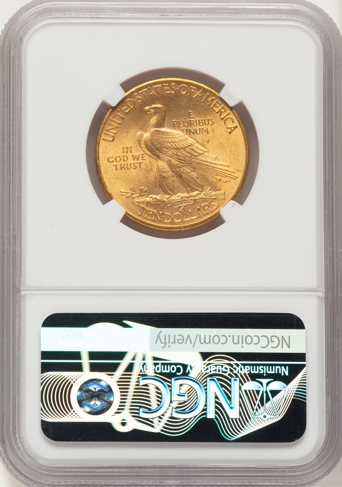 1910 $10 Indian Head Gold NGC MS-65 Reverse in Holder