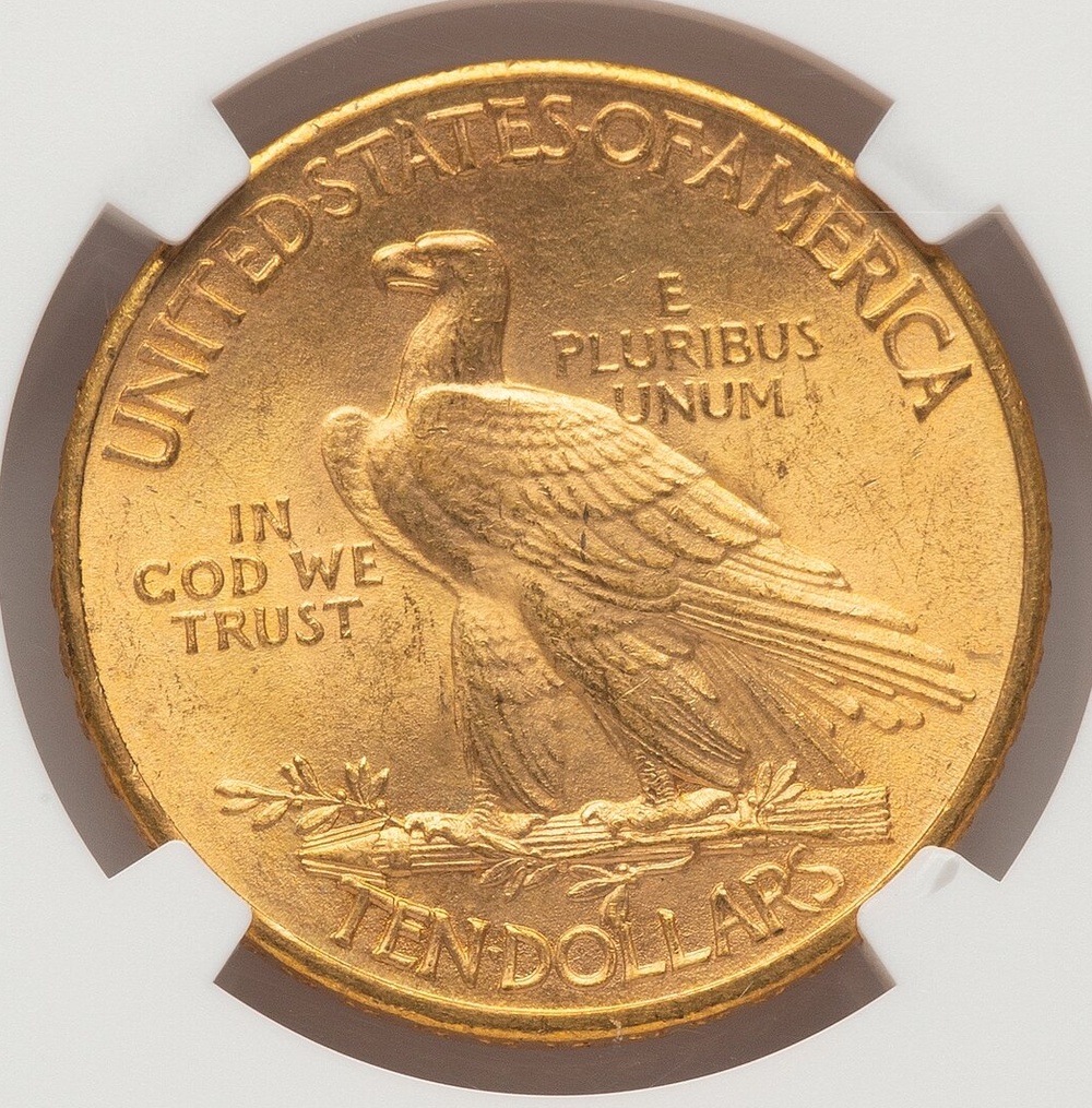 1910 $10 Indian Head Gold NGC MS-65 Reverse