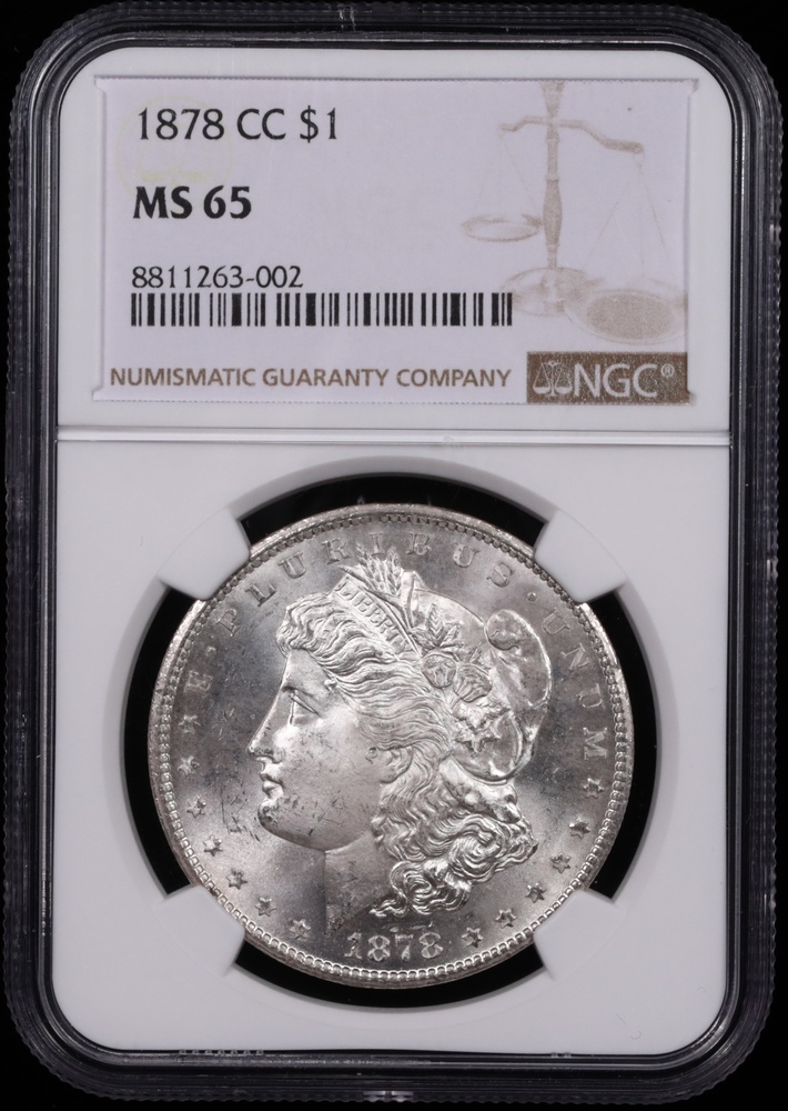 1878-CC Morgan Silver Dollar NGC MS-65 Obverse in Holder