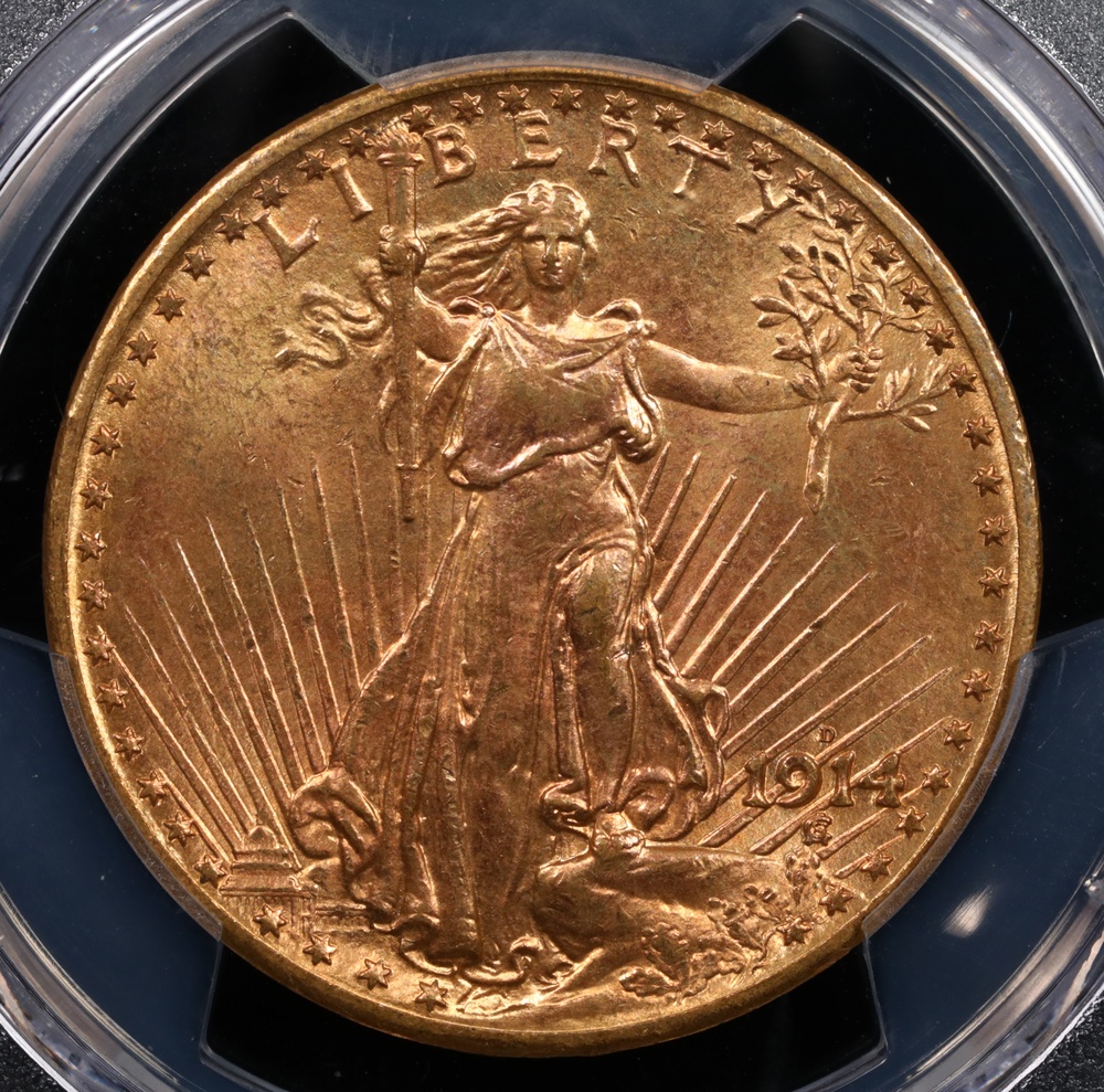 1914-D $20 Saint-Gaudens Gold PCGS MS-64