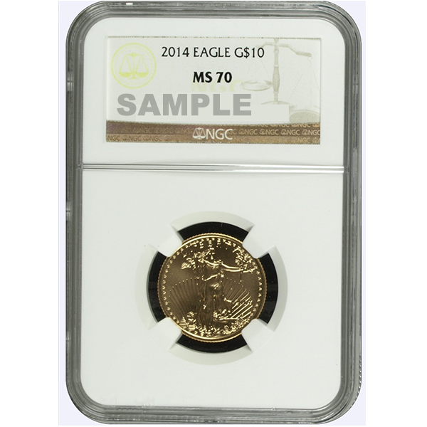 1/4-oz Gold American Eagle NGC MS-70 Obverse in Holder 1/4-oz Gold American Eagle NGC MS-70 Obverse in Holder