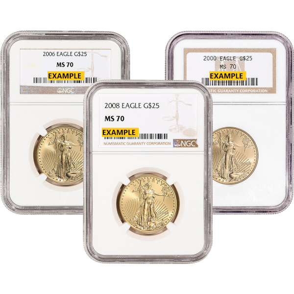 1/2-oz Gold American Eagle NGC MS-70 Obverse in Holder 1/2-oz Gold American Eagle NGC MS-70 Obverse in Holder
