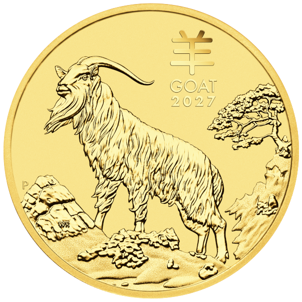 1/2-oz Gold Australian Lunar Goat (2027) Reverse 1/2-oz Gold Australian Lunar Goat (2027) Reverse
