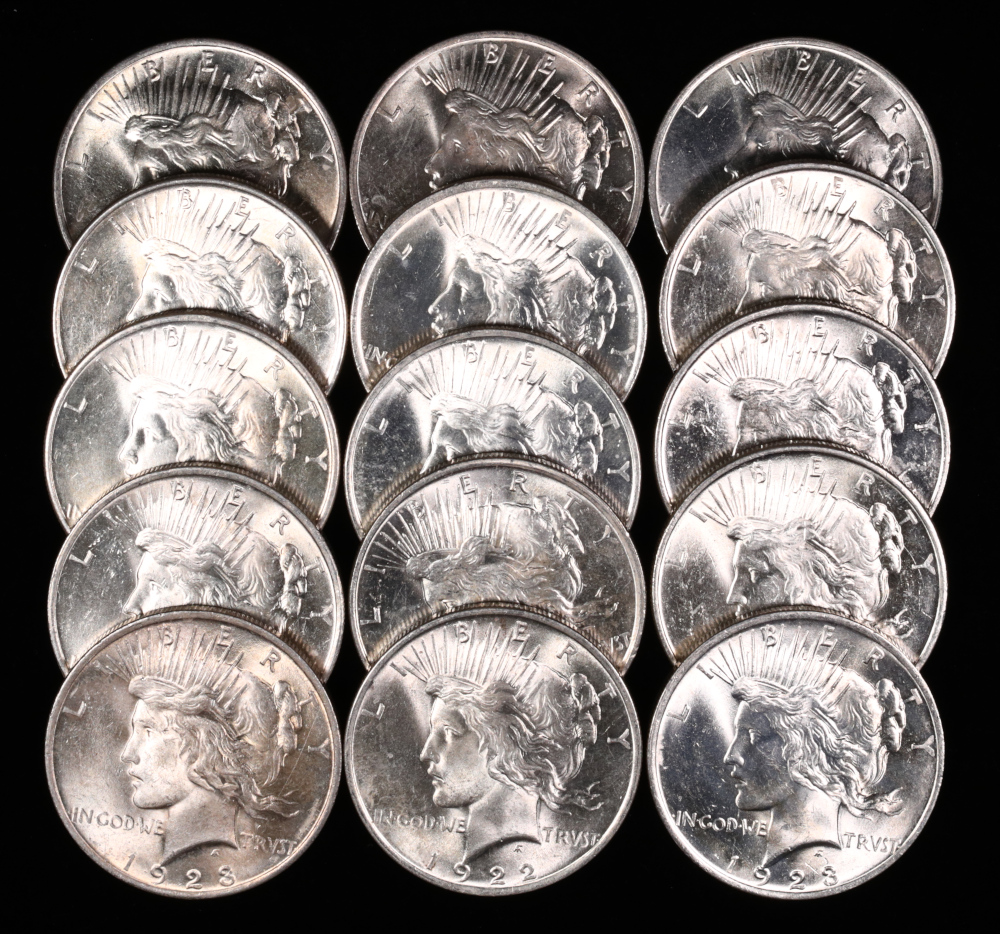Peace Silver Dollars Brilliant Uncirculated Mint Rolls (20 Coins)