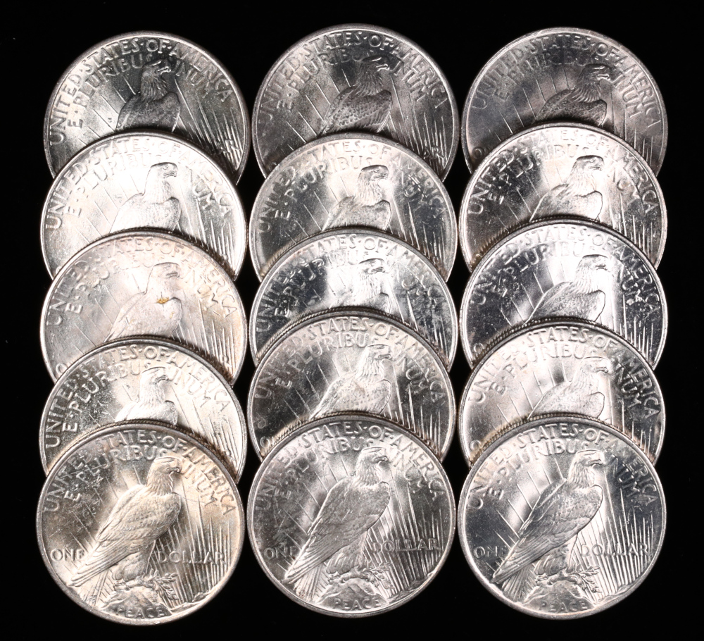 Peace Silver Dollars Brilliant Uncirculated Mint Rolls (20 Coins)