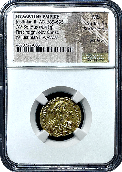 Byzantine | Justinian II | Gold Solidus | In Holder Byzantine | Justinian II | Gold Solidus | In Holder