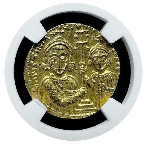 Byzantine Justinian II Gold Solidus NGC MS 4x2