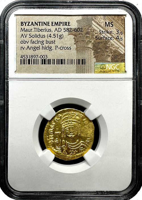 Maur. Tiberius | Gold Solidus | Mint State 3x4 | In Holder Maur. Tiberius | Gold Solidus | Mint State 3x4 | In Holder