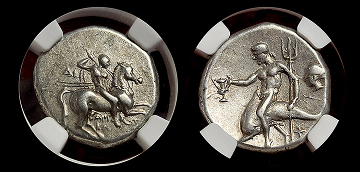 Calabria | Taras | Didrachm | CH-VF | Both Sides Calabria | Taras | Didrachm | CH-VF | Both Sides